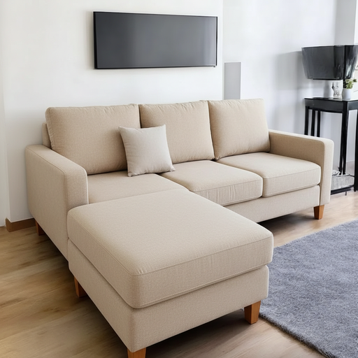 Sillón Italiano con vivos (160x90, Chenille – Natural, Sin apoyabrazos)