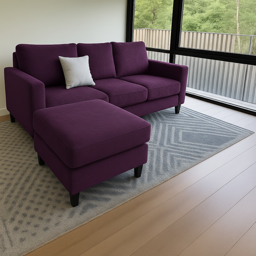 Sillon italiano (180x90, Chenille – Uva, Sin apoyabrazos)