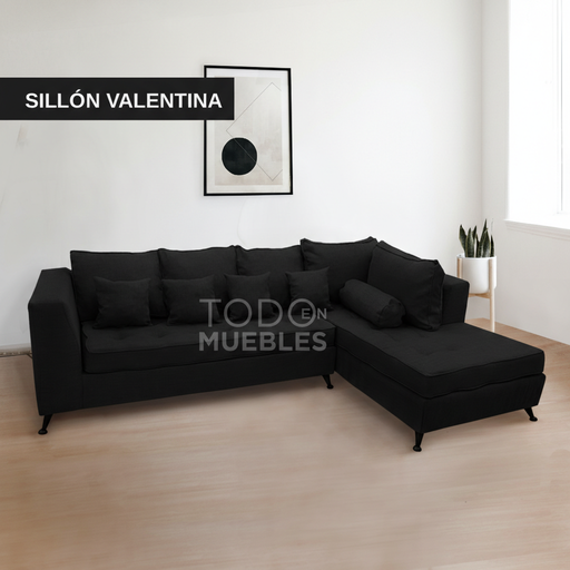 Sillón Valentina (250x160, Antimanchas - Sunny Black, Lado derecho mirando de frente)