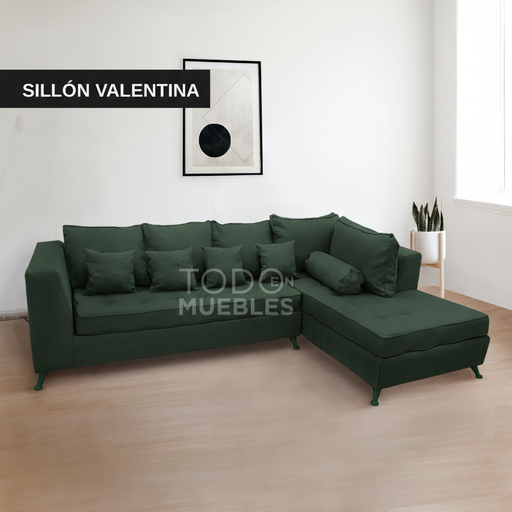 Sillón Valentina (210x160, Pana Cross – Musgo, Lado izquierdo mirando de frente)
