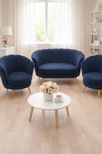 Sillón Shell dos cuerpos (Antimanchas Murano – Azul noche)