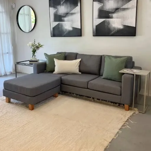 Sillon italiano (180x90, Pana antimanchas York Gris, Sin apoyabrazos)